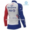 Set Fietsshirt Lange Mouw + Lange Koersbroek 2018 FDJ N001 Winter Thermal Fleece